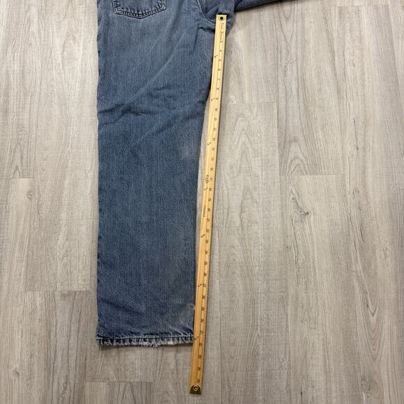 Vintage Carhartt Flannel Lined Jeans Men 36x32 Measured Blue Distressed Workwear - Picture 8 of 10